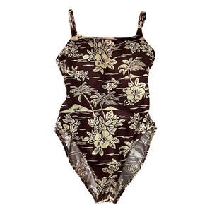 Vintage Leilani Hawaiian Print One Piece Swimsuit